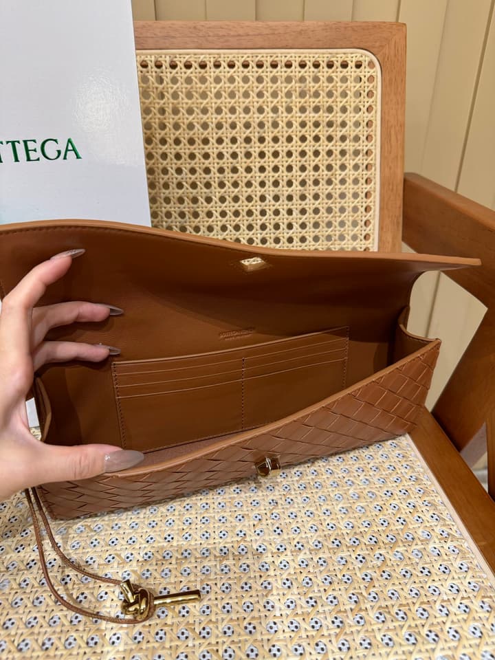 Bottega Veneta Andiamo Clutch Bag in Black Intrecciato