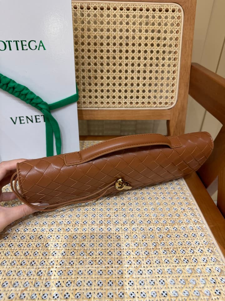 Bottega Veneta Andiamo Clutch Bag in Black Intrecciato