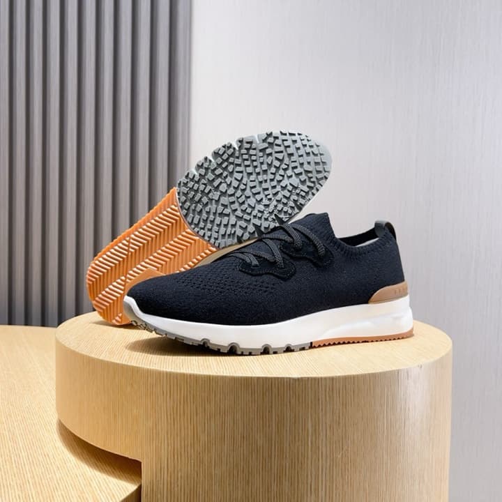 Brunello Cucinelli Men's Flyknit Sneakers – New Collection in Black Smooth