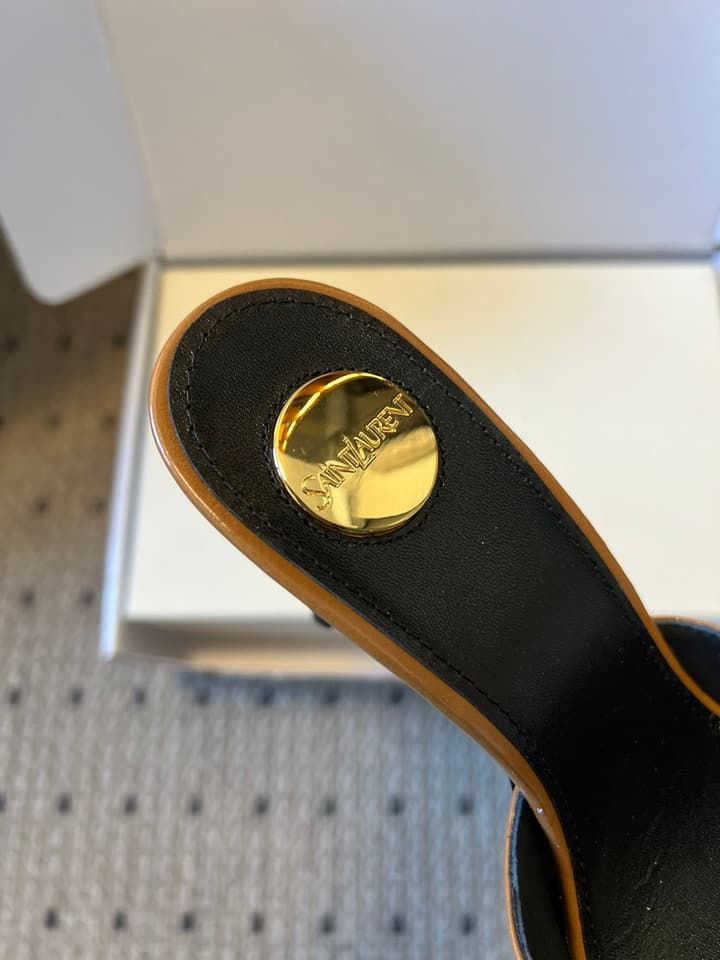 Saint Laurent Ruched Leather Mules – 26SS in Beige