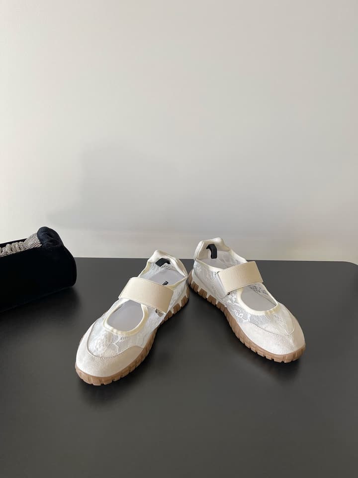 Miu Miu Latest Lace Retro Mary Jane Sneakers in Black