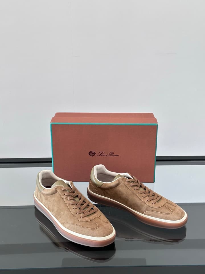 Loro Piana WeekendWalk Suede Sneakers in Cream Suede
