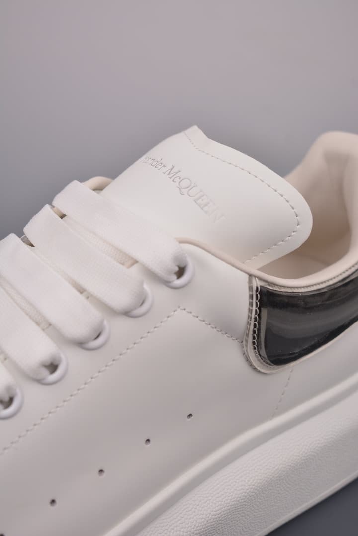 Alexander McQueen Oversized Low-Top Platform Sneakers in White With Dark Heel Tab