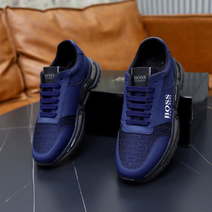 Boss Men's Knit Sport Sneakers in Grey
