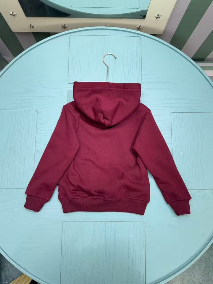 Ralph Lauren Inspired Kids Hooded Sweatshirt – 2025FW – Kids Collection in Burgundy Bear Graphic