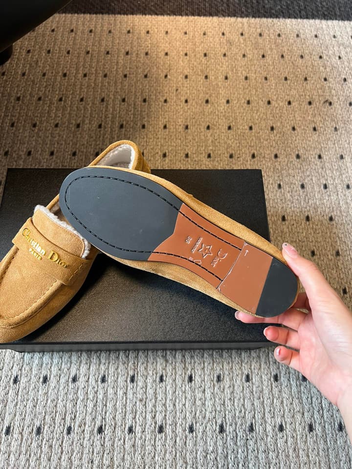 Dior Suede Fur-Lined Loafers – 25SS/FW in Black Suede
