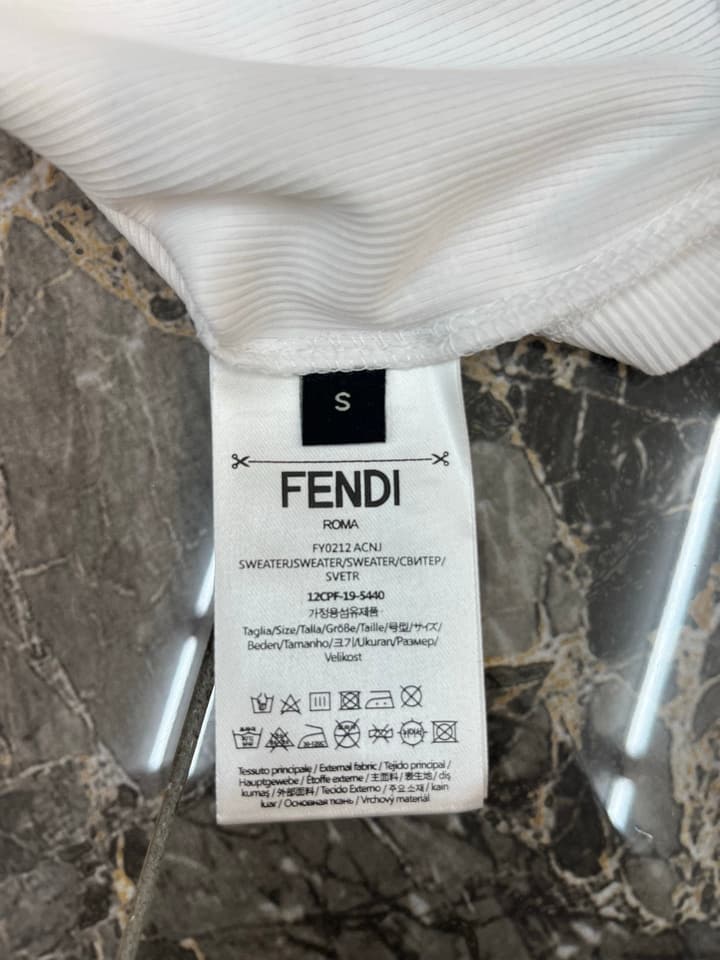 Fendi Roma Embroidered Knit T-Shirt in Black