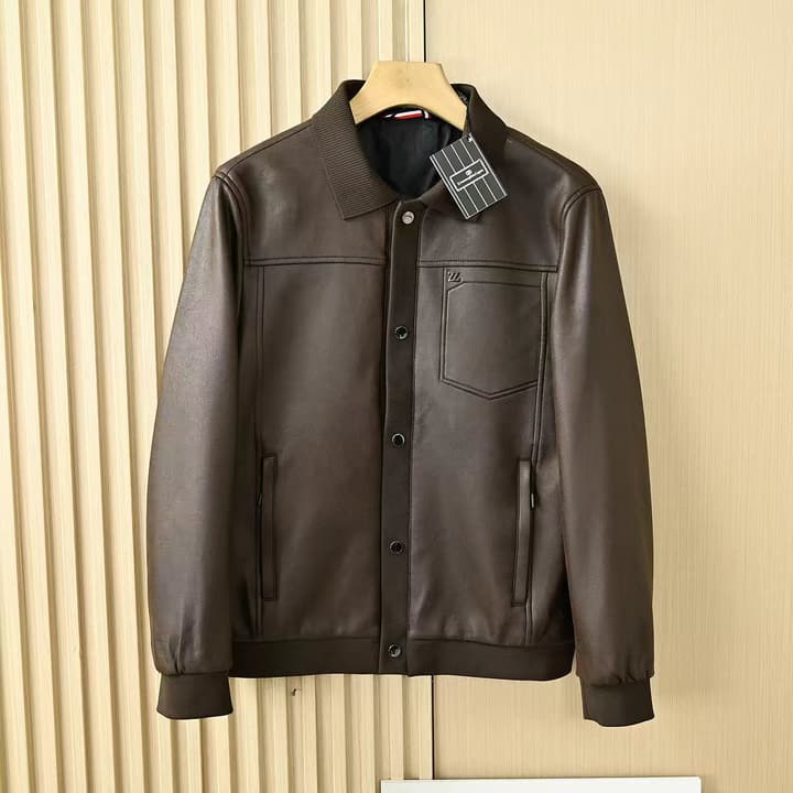 Zegna Lapel Leather Jacket – 2025FW in Classic Black