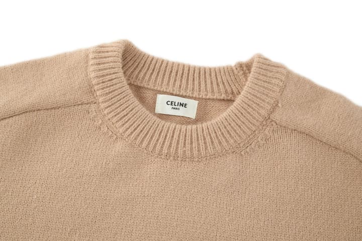 Celine Triomphe Embroidered Knit Sweater in Black