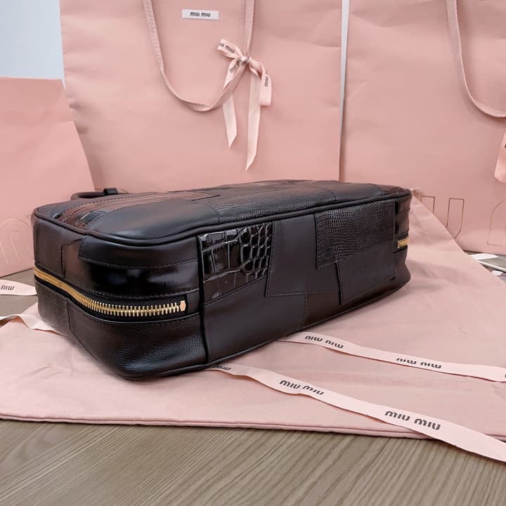 Miu Miu Patchwork Briefcase in Brown Patchwork