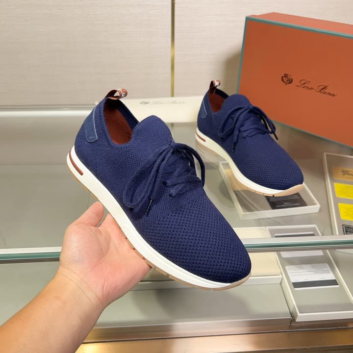 Loro Piana Breathable Suede Loafers in Solid Dark Blue