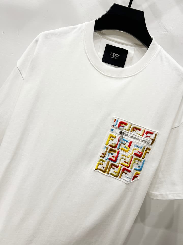 Fendi Embroidered Zipper Pocket T-Shirt – 2025SS in Black