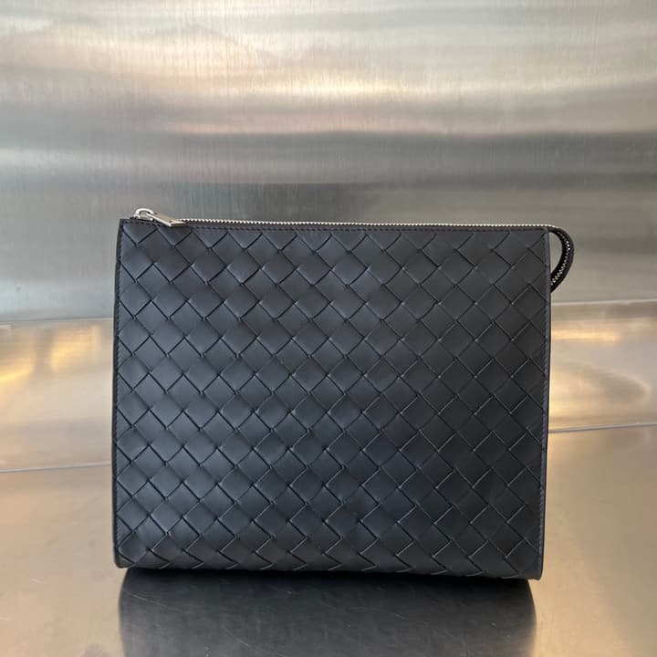 Bottega Veneta Intrecciato Vertical Clutch Bag in Classic Black