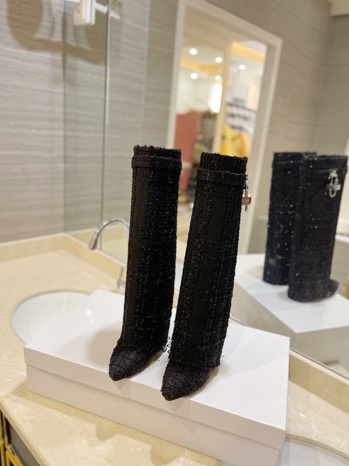 Givenchy Jacquard Plaid Knee-High Boots – 2023SS