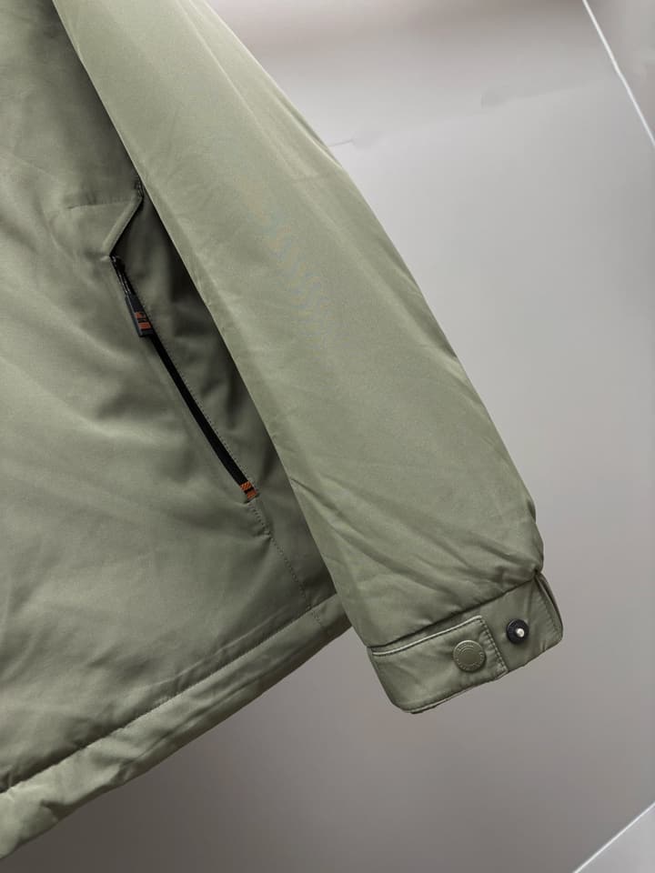 Zegna Letter Embroidered Down Jacket in Black