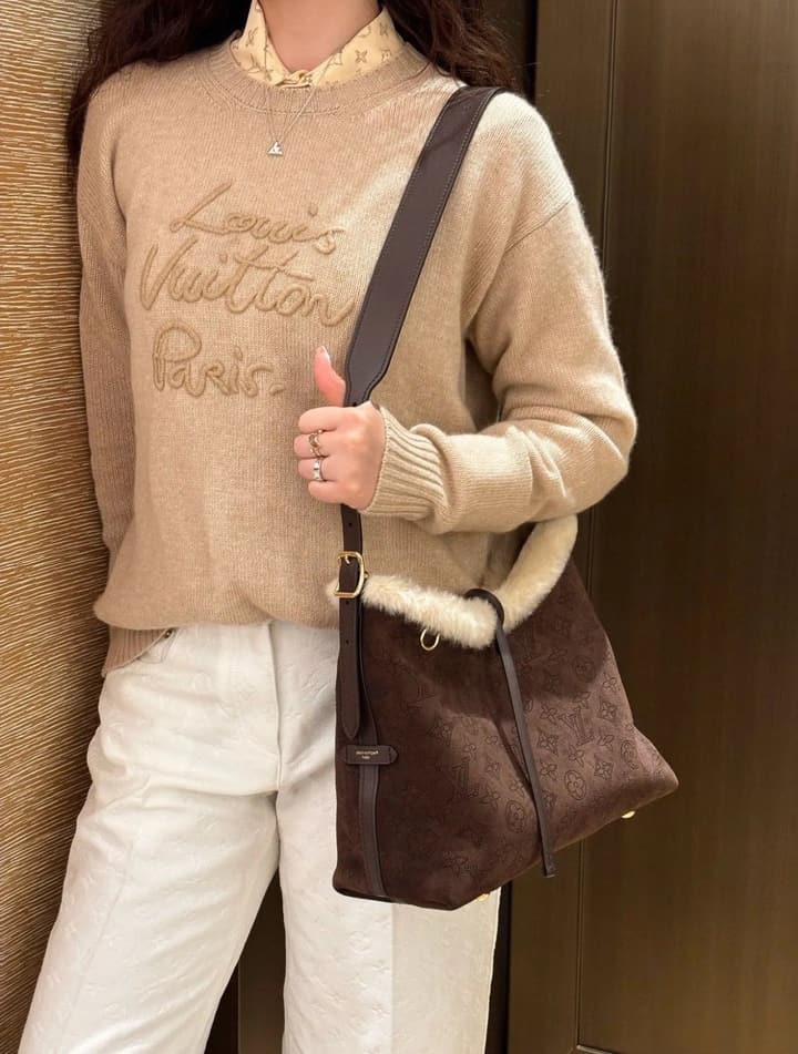 Louis Vuitton Embroidered Knit Sweater in Khaki