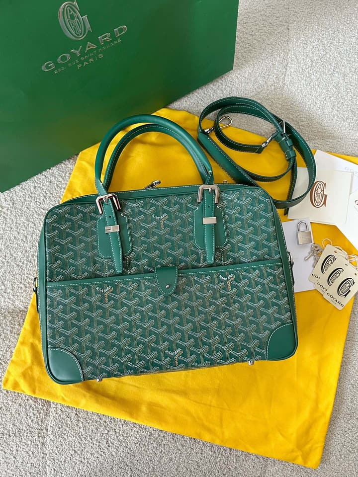 Goyard Green Goyardine Canvas Briefcase in Green Goyardine Canvas
