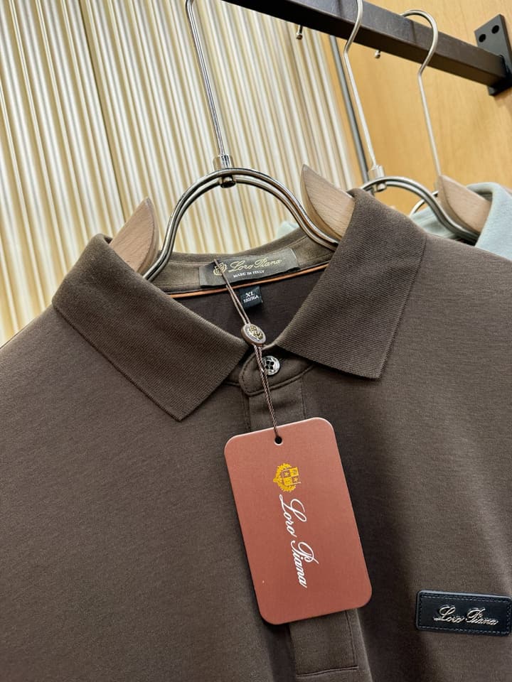 Loro Piana Solid Long Sleeve Polo Shirt – Autumn/Winter Collection in Black