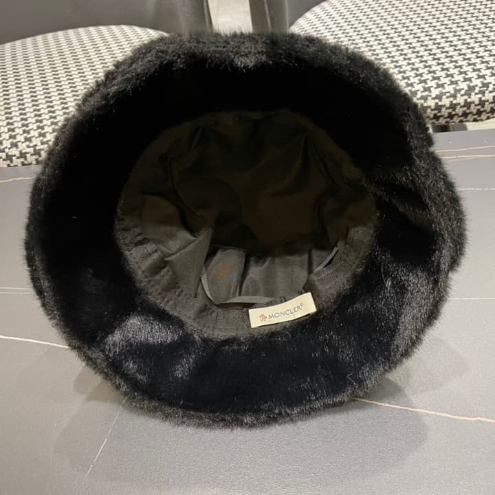 Moncler Fluffy Autumn/Winter Bucket Hat in Dark Gray Sherpa