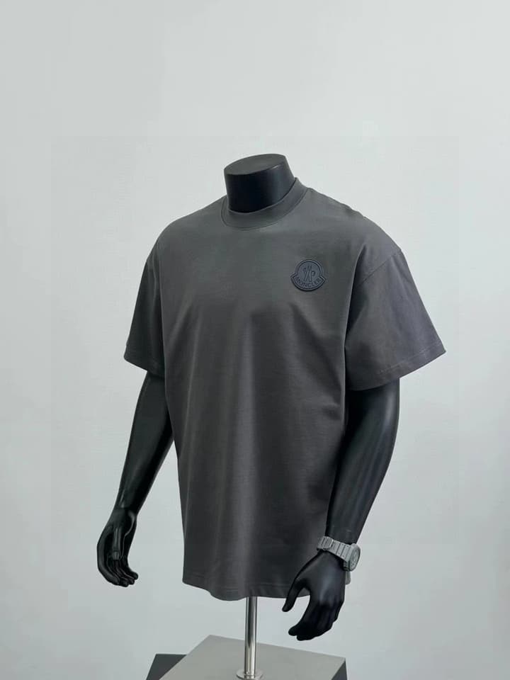 Moncler Leather Patch Heavyweight Cotton T-Shirt in Black