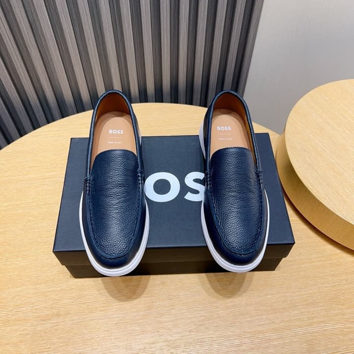 Boss Men's Luxury Leather Loafers in Black Leather