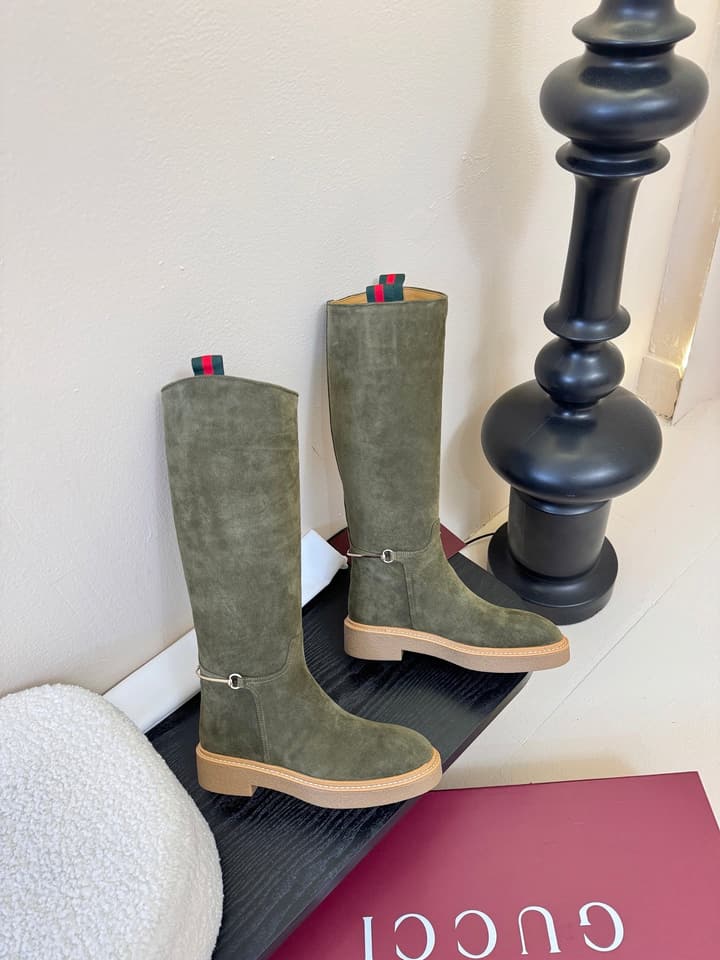 Gucci Runway Velvet Boots in Black Suede