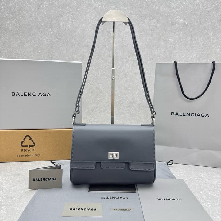 Balenciaga Bel Air Flap Small Square Bag in Black With Gold Hardware