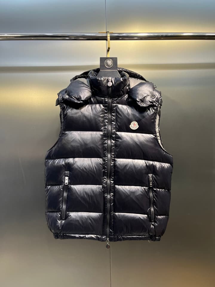 Moncler Classic Hooded Down Vest in Black