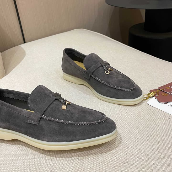 Loro Piana Summer Charms Walk Moccasin Loafers in Bright Orange Leather
