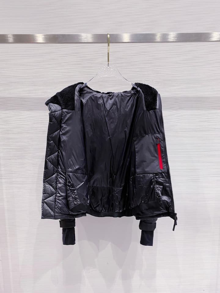 Moncler Grenoble Morgins Shearling-Lined Down Jacket in Black Tech Down Jacket