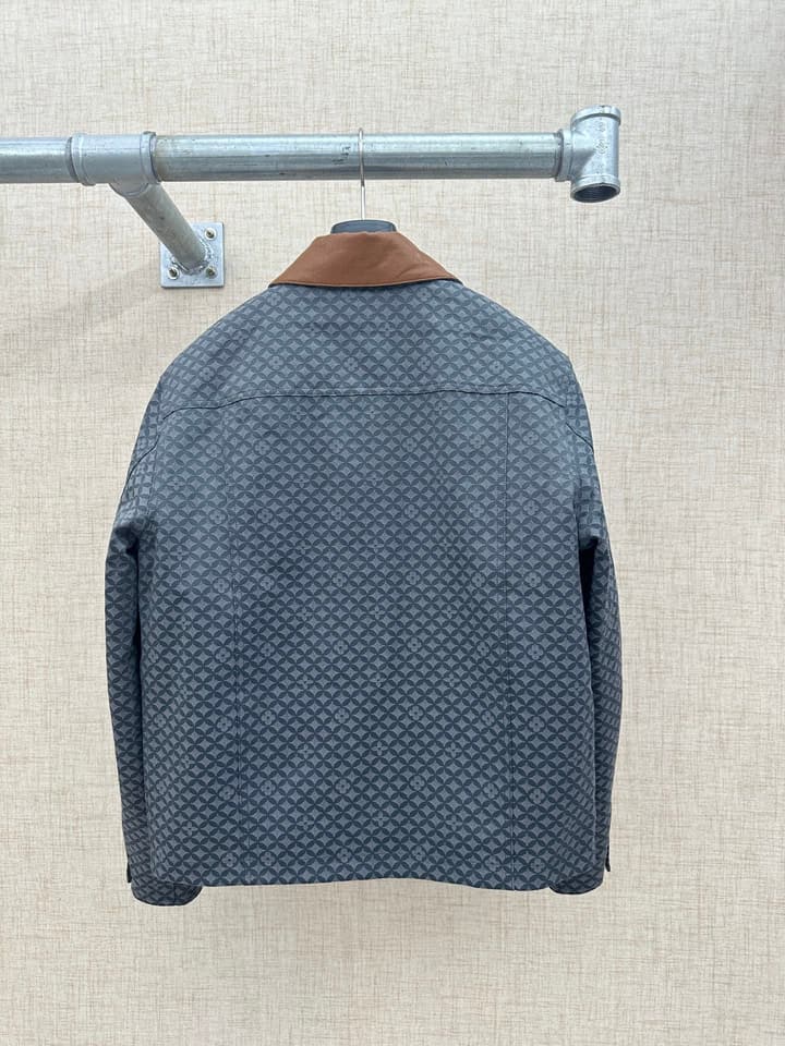 Louis Vuitton Monogram Workwear Jacket in Deep Gray Monogram With Brown Collar