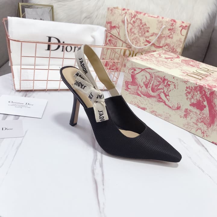 Dior Patent Leather Bow Heeled Sandals in Black High Heel Slingback
