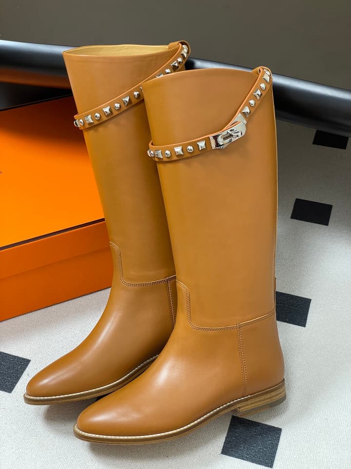 Hermès Jumping Series Kelly Buckle Knee-High Boots in Black