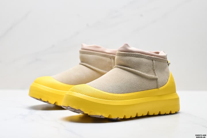 UGG Tasman Weather Hybrid Mid-Top Snow Boots in Tan Suede With Beige Sole