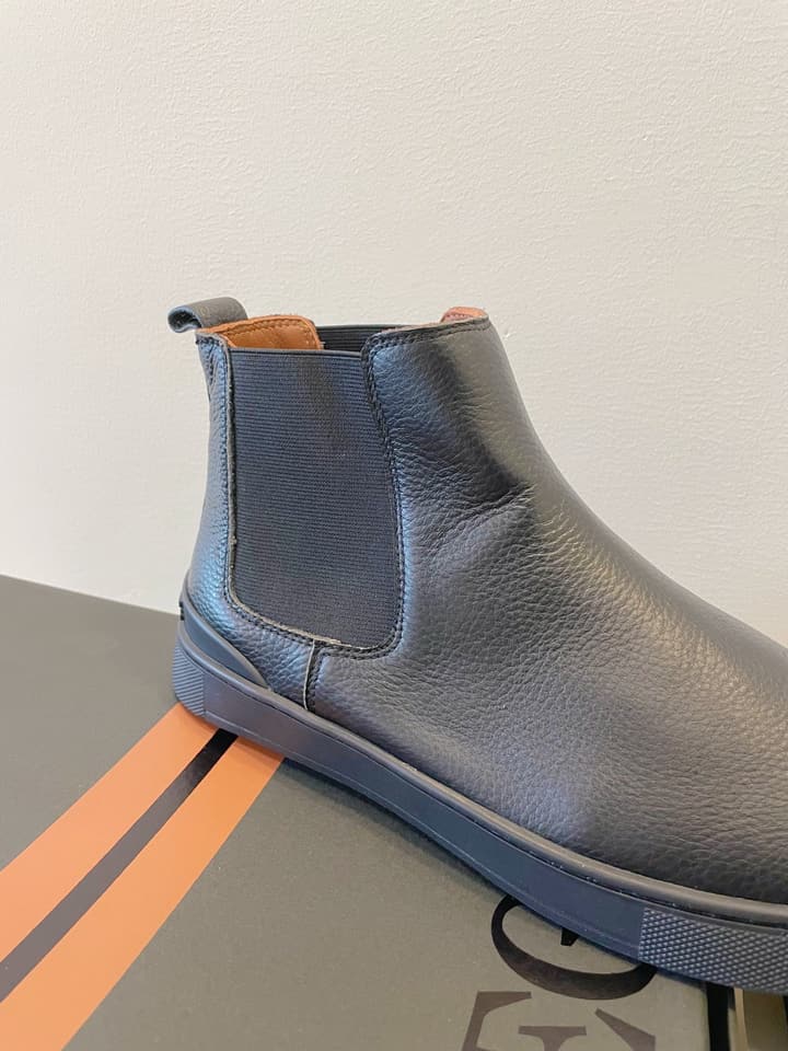 Zegna COUTURE Triple Stitch Leather Sneakers in Black Suede With Dark Sole