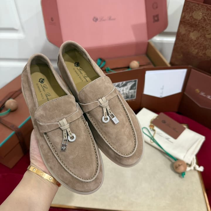 Loro Piana Summer Charms Walk Loafers – Kids Collection in Dusty Lavender Pink