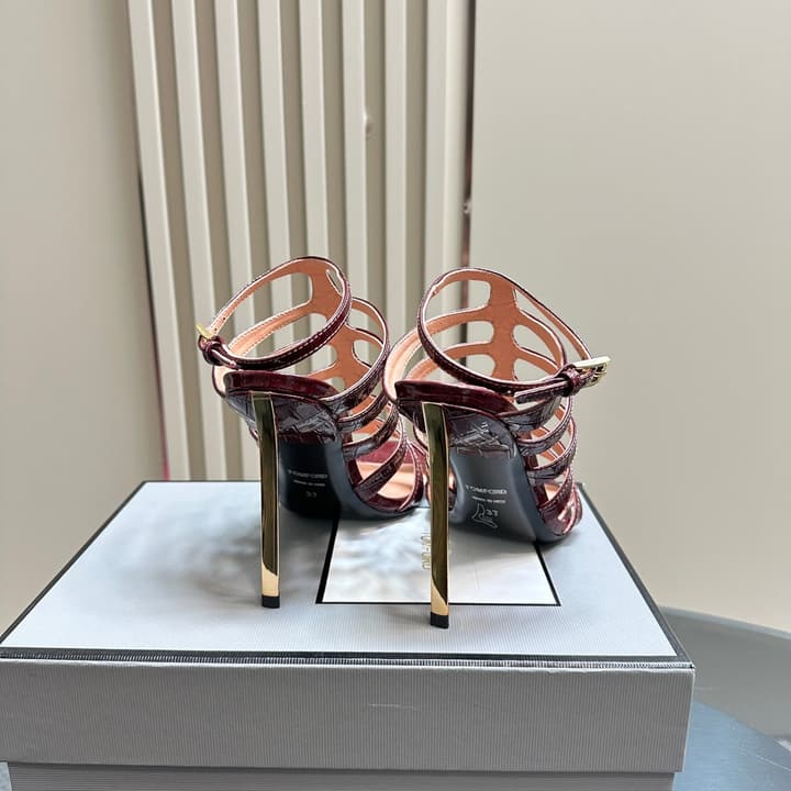 Tom Ford Metallic Slingback Mesh Heels – 2024 Runway Collection in Beige
