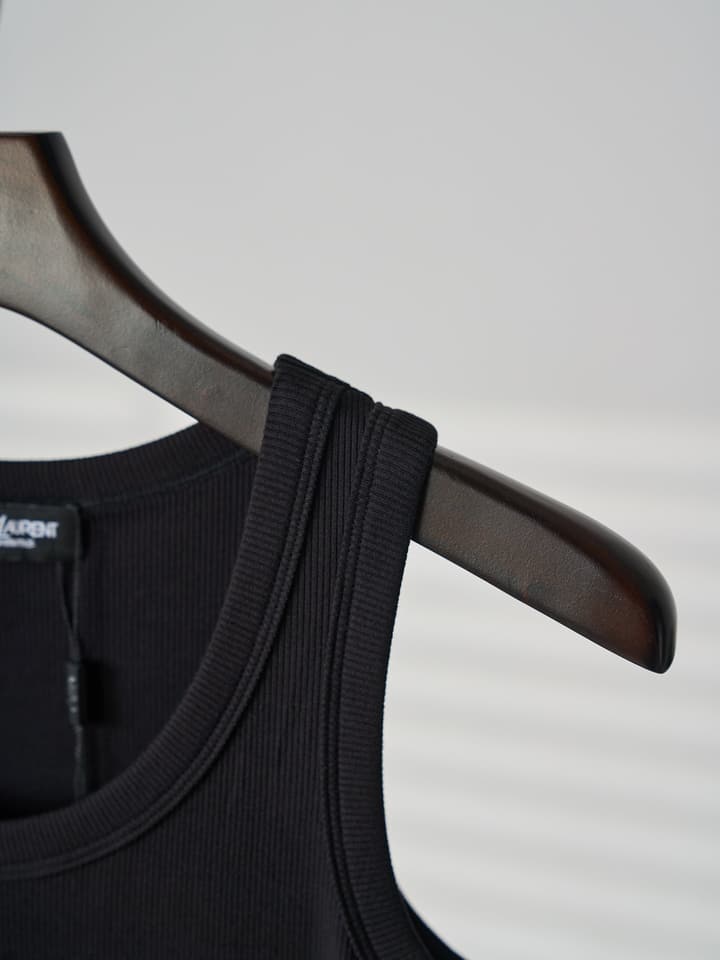 Saint Laurent YSL Embroidered Stretch Tank Top in Black