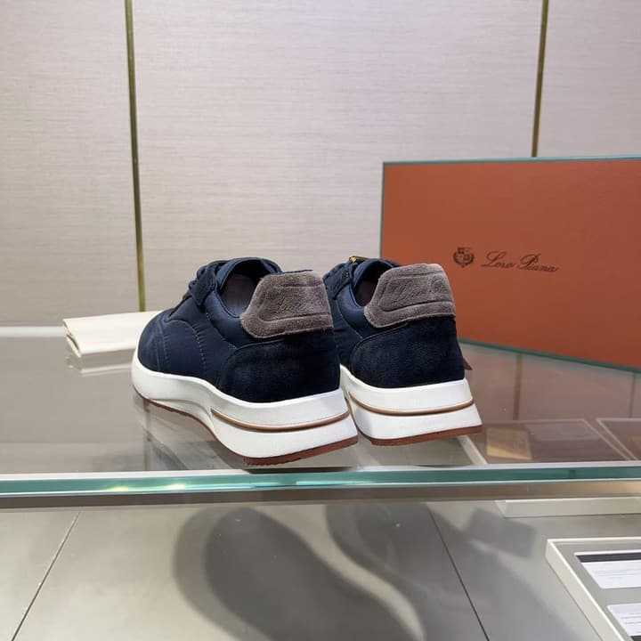 Loro Piana Umbrella Fabric and Suede Walking Shoes in Black