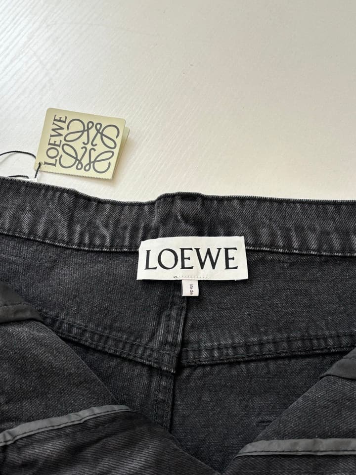 Loewe Anagram Embroidered Washed Distressed Jeans in Washed Black