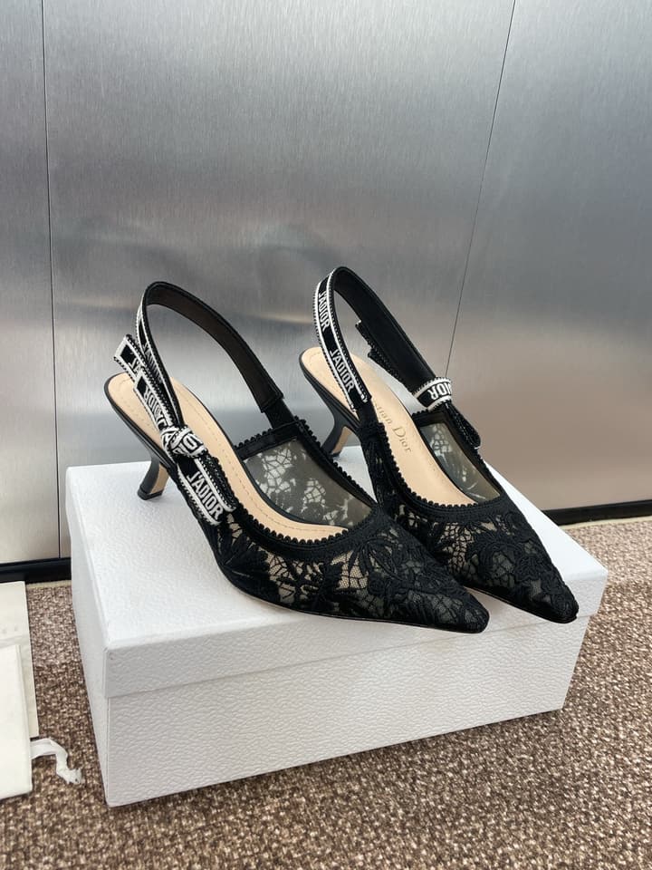 Dior J'Adior Woven Slingback Sandals – 2023 Spring/Summer Collection in Black Oblique Mesh High Contrast