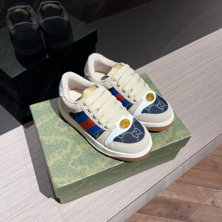 Gucci Rhyton Distressed Sneakers – Kids Collection – 2023SS in Navy Blue Toe