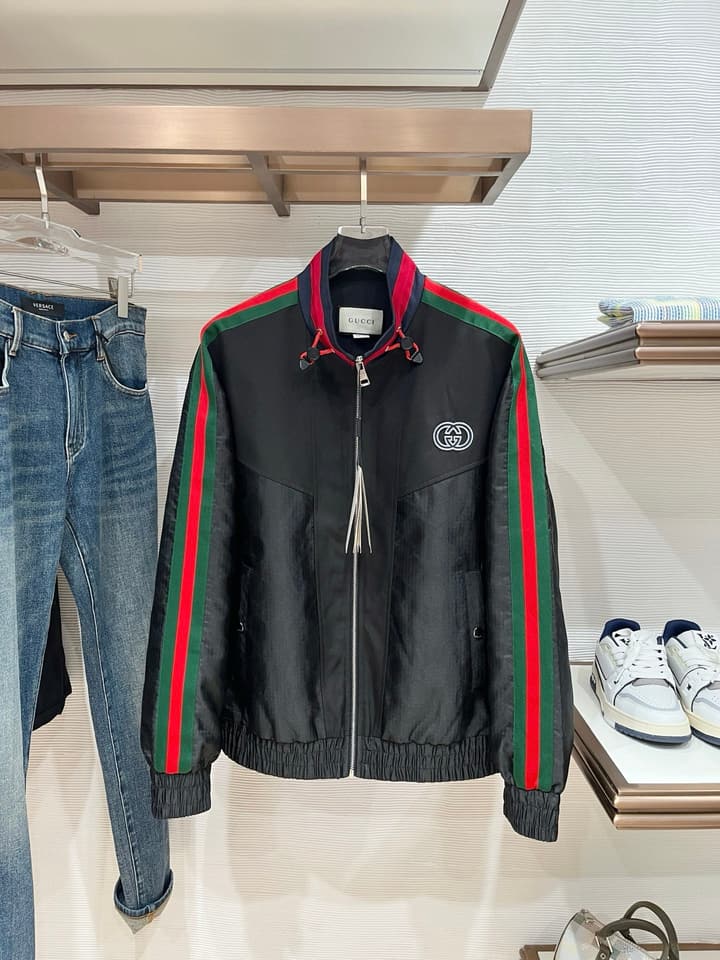 Gucci New Collection Runway Jacket in White And Navy Checkered