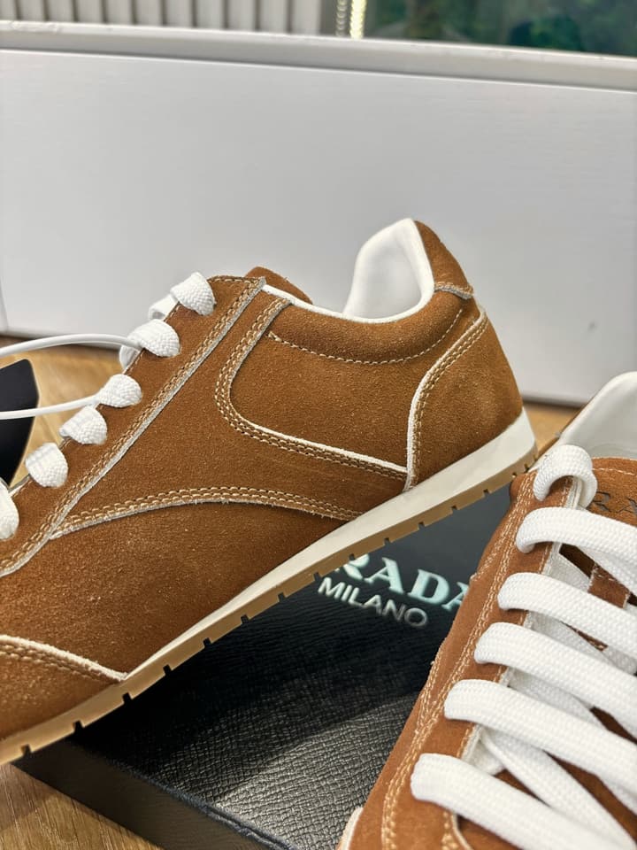 Prada FW25 German Training Shoes in Dark Brown Suede