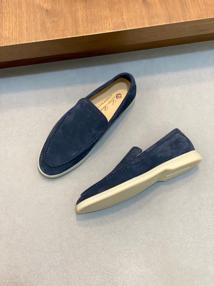 Loro Piana Suede Leather Slip-On Loafers in Black Suede