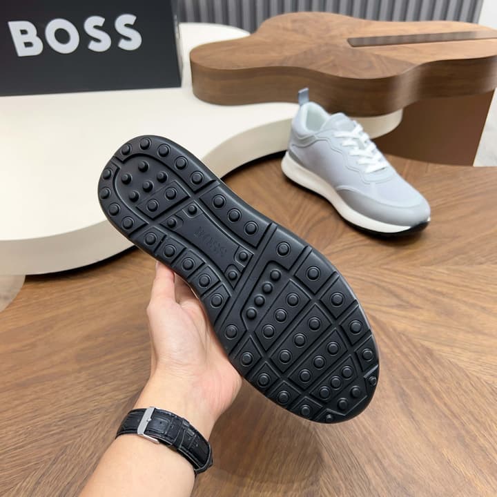 Boss Men's Knit and Leather Sneakers