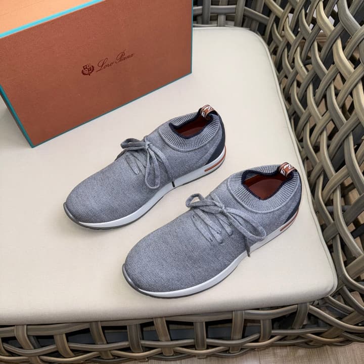 Loro Piana Flexy Walk Wool Knit Sneakers in Midnight Blue