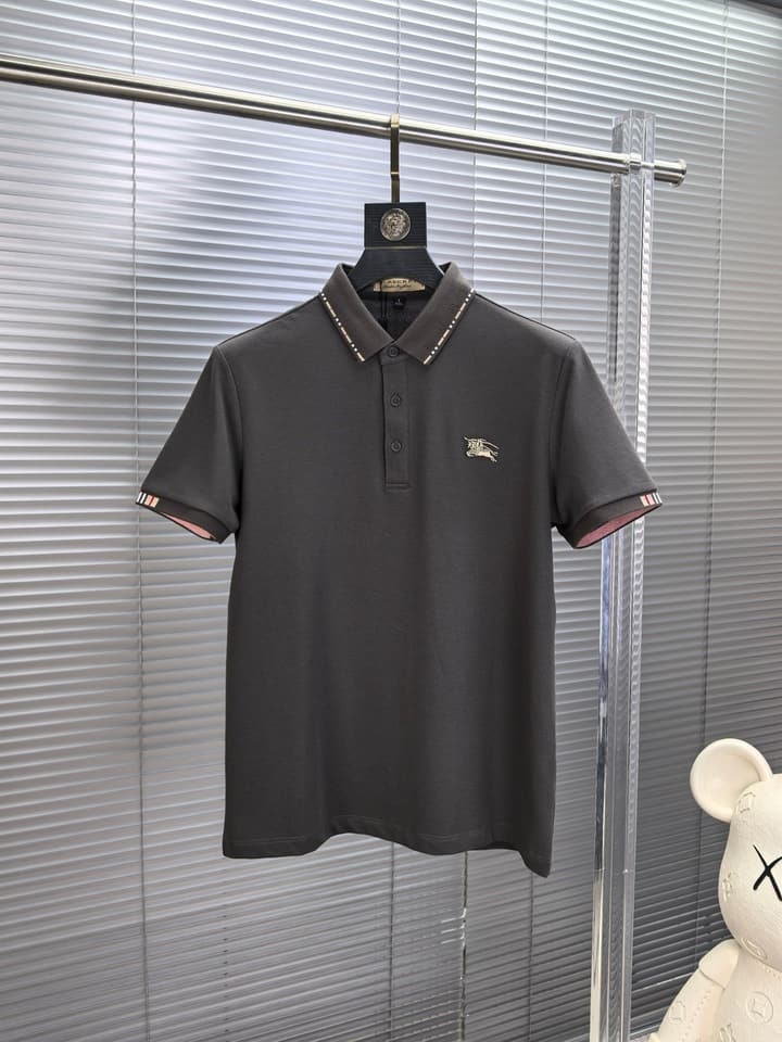 Burberry Embroidered Logo Piqué Cotton Polo Shirt – 2026SS in Dark Grey