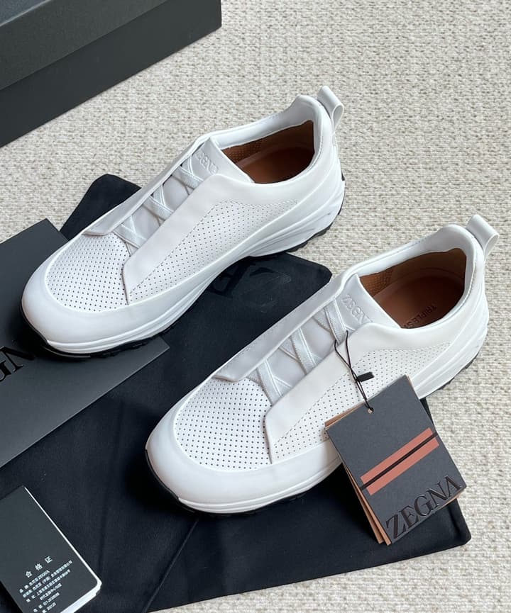 Zegna Triple Stitch™ Monte Perforated Casual Shoes in Black