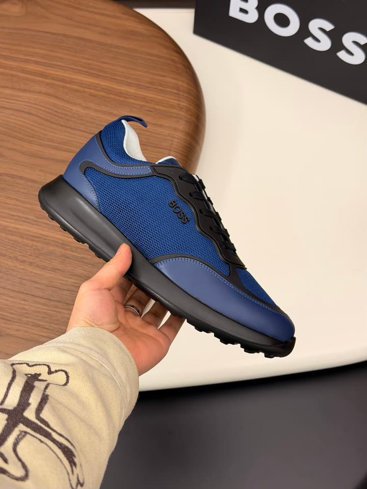 Boss Men's Knit and Leather Sneakers